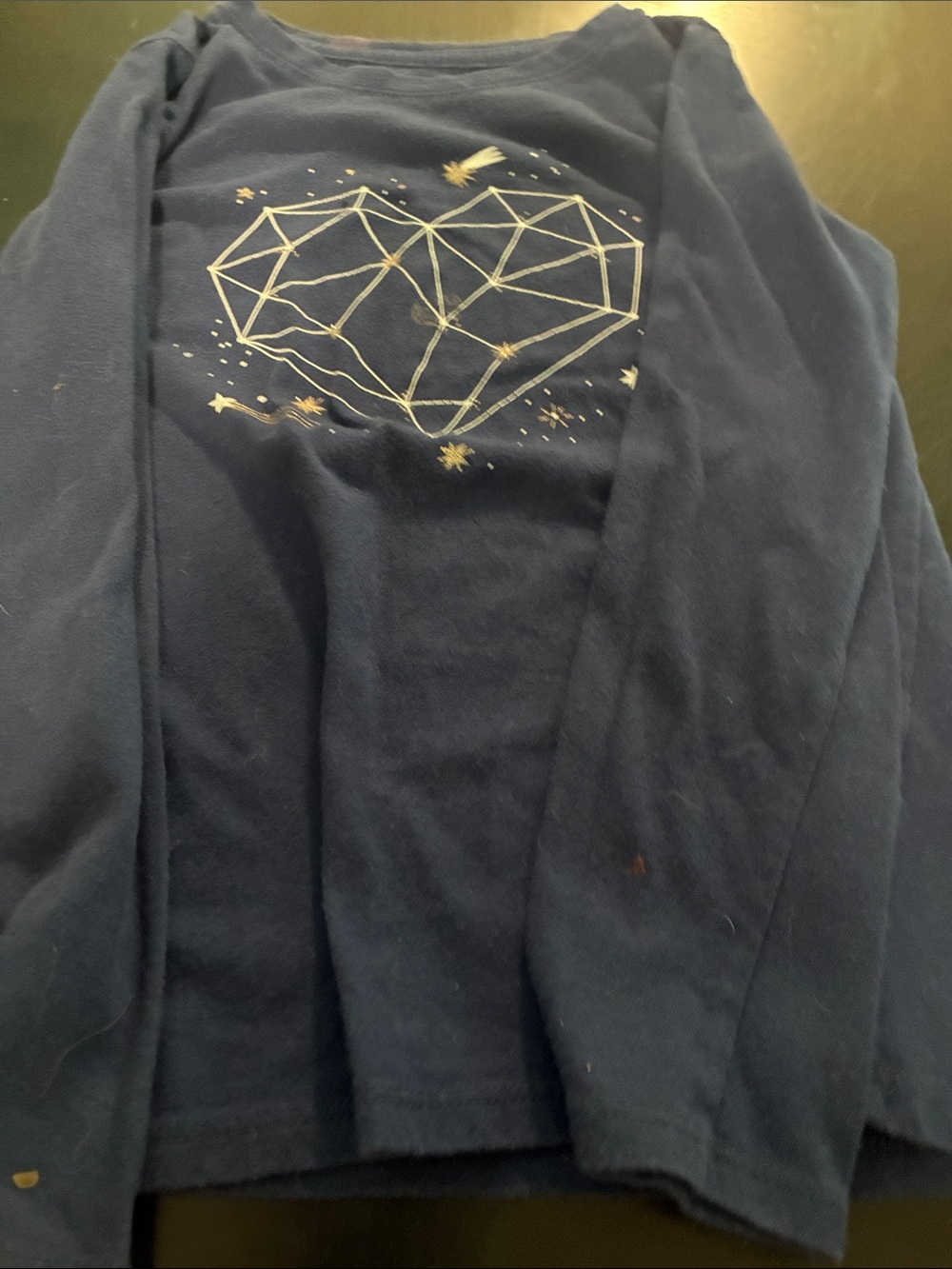 Cat & Jack Navy Crew Neck Tee with White Logo Print